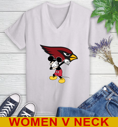 Arizona Cardinals NFL Football Dabbing Mickey Disney Sports Women's V-Neck T-Shirt