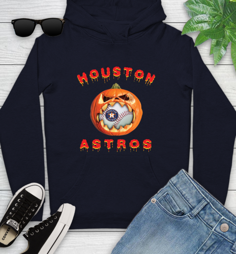 MLB Houston Astros Halloween Pumpkin Baseball Sports Youth Hoodie 4