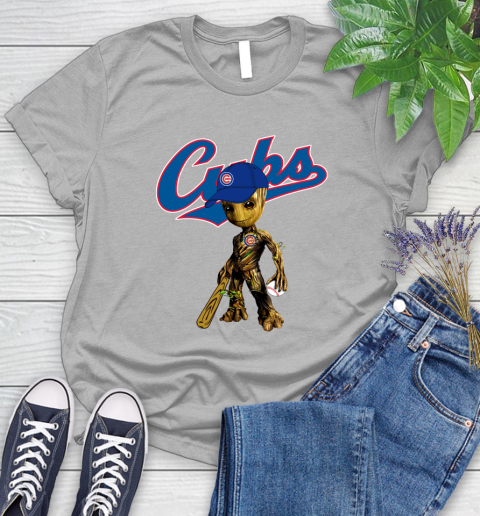 MLB Chicago Cubs Groot Guardians Of The Galaxy Baseball Women's T-Shirt 5