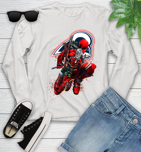 NFL Deadpool Marvel Comics Sports Football Los Angeles Rams Youth Long Sleeve