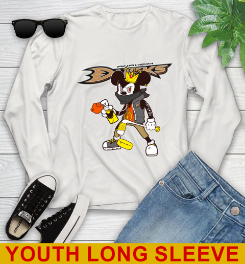 Anaheim Ducks NHL Hockey Mickey Peace Sign Sports Youth Long Sleeve 12