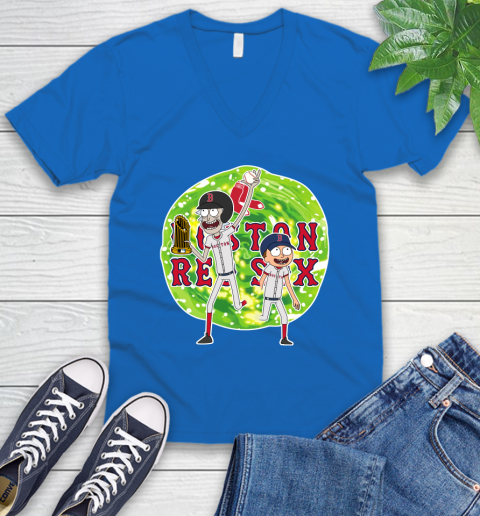 MLB Boston Red Sox Rick And Morty Commissioner's Trophy Baseball Sports V-Neck T-Shirt 6