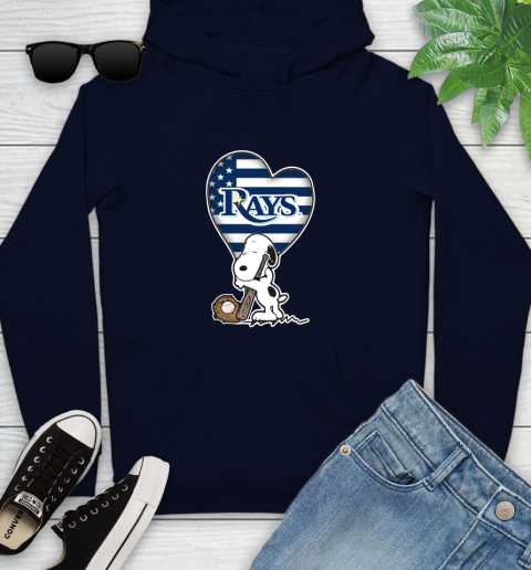 Tampa Bay Rays MLB Baseball The Peanuts Movie Adorable Snoopy Youth Hoodie 4