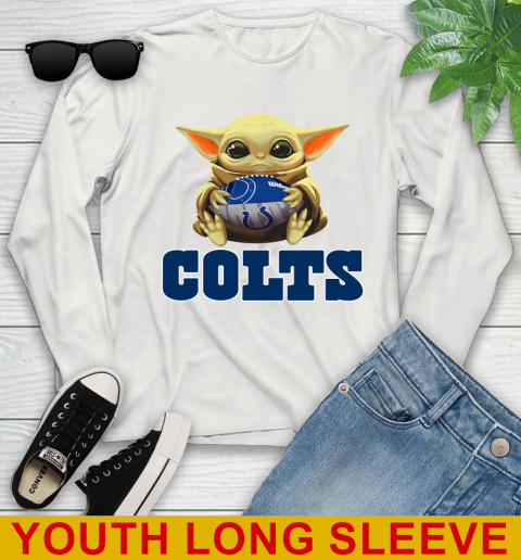 NFL Football Indianapolis Colts Baby Yoda Star Wars Shirt Youth Long Sleeve 12