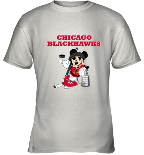 Mickey Chicago Blackhawks With The Stanley Cup Hockey NHL Youth T-Shirt