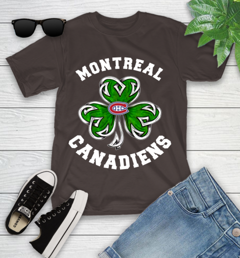 NHL Montreal Canadiens Three Leaf Clover St Patrick's Day Hockey Sports Youth T-Shirt 7