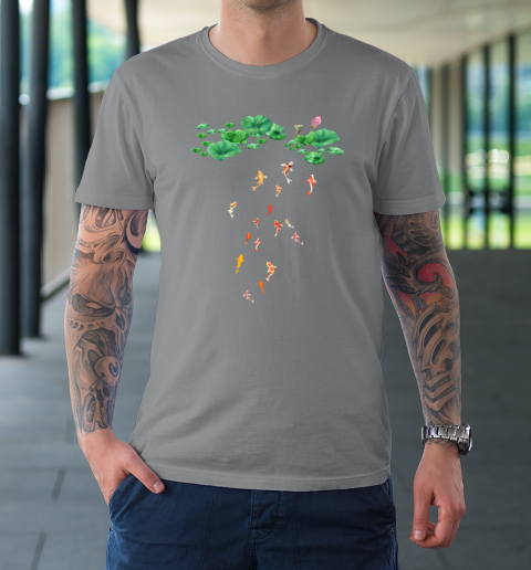Watercolor Japanese Koi Fish Goldfish Lily Pad Lotus Leaf Beauty T-Shirt 3