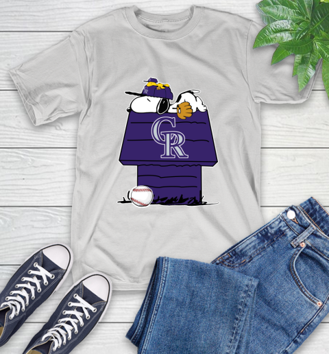 MLB Colorado Rockies Snoopy Woodstock The Peanuts Movie Baseball T Shirt T-Shirt