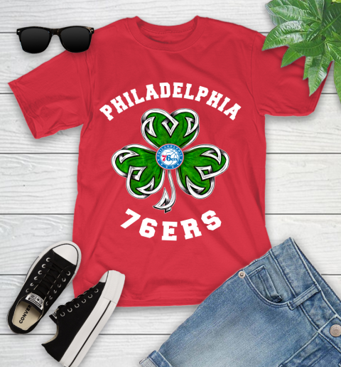 NBA Philadelphia 76ers Three Leaf Clover St Patrick's Day Basketball Sports Youth T-Shirt 13