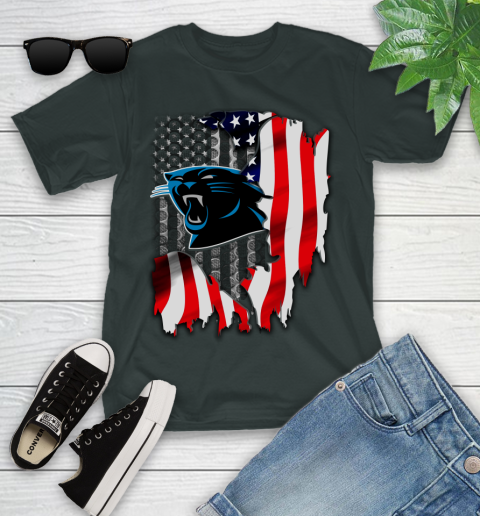 Carolina Panthers NFL Football American Flag Youth T-Shirt 6
