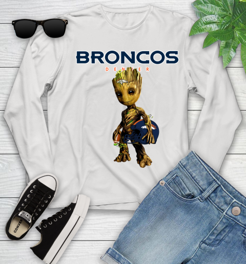 Denver Broncos NFL Football Groot Marvel Guardians Of The Galaxy Youth Long Sleeve