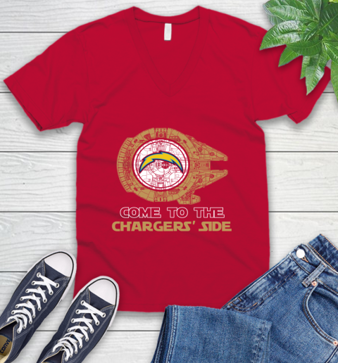 NFL Come To The Los Angeles Chargers Star Wars Football Sports V-Neck T-Shirt 6