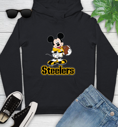 NFL Football Pittsburgh Steelers Cheerful Mickey Mouse Shirt Youth Hoodie