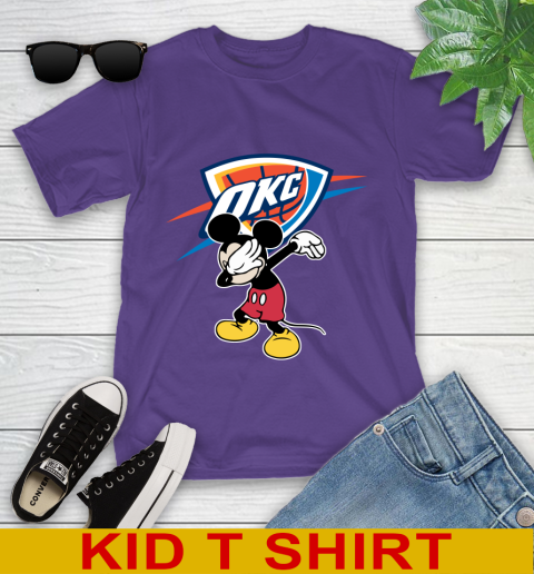 Oklahoma City Thunder NBA Basketball Dabbing Mickey Disney Sports Youth T-Shirt 4
