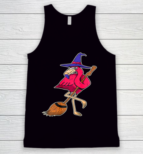 Halloween Flamingo Funny Witch Shirt Scary Party Broom Tank Top