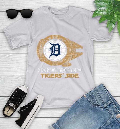 MLB Come To The Detroit Tigers Side Star Wars Baseball Sports Youth T-Shirt 4