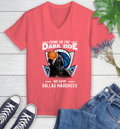NBA Come To The Dark Side We Have Dallas Mavericks Star Wars Darth Vader Basketball Women's V-Neck T-Shirt 6