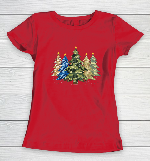 Camo Print Christmas Trees with Camouflage Print Xmas Women's T-Shirt 9