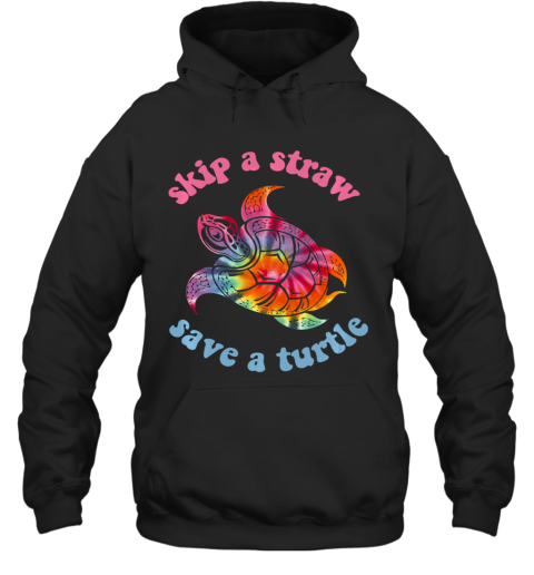 Skip A Straw Save A Turtle Tribal Retro 90's Aesthetic Long Sleeve Hoodie