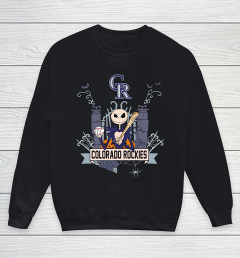 MLB Colorado Rockies Baseball Jack Skellington Halloween Youth Sweatshirt