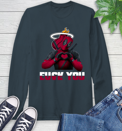 NBA Miami Heat Deadpool Love You Fuck You Basketball Sports Long Sleeve T-Shirt 9