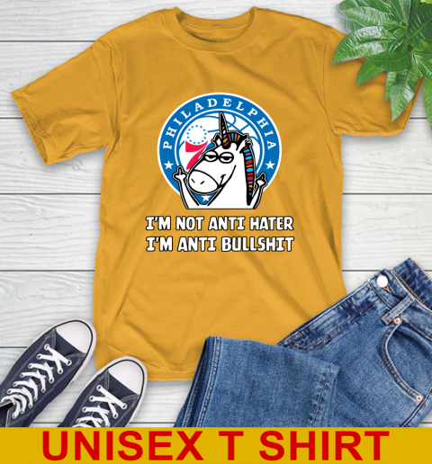 Philadelphia 76ers NBA Basketball Unicorn I'm Not Anti Hater I'm Anti Bullshit T-Shirt 3