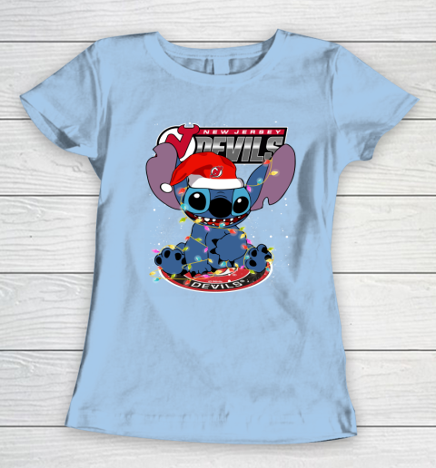 New Jersey Devils NHL Hockey noel stitch Christmas Women's T-Shirt 4