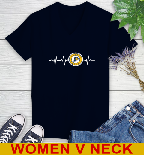 Indiana Pacers NBA Basketball Heart Beat Shirt Women's V-Neck T-Shirt 2