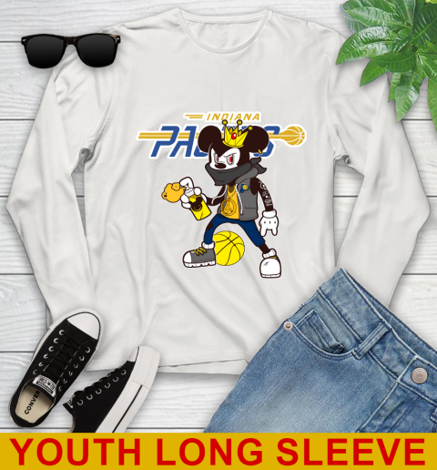 Indiana Pacers NBA Basketball Mickey Peace Sign Sports Youth Long Sleeve 12