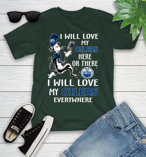 NHL Hockey Edmonton Oilers I Will Love My Oilers Everywhere Dr Seuss Shirt Youth T-Shirt 4