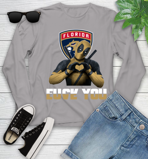 NHL Florida Panthers Deadpool Love You Fuck You Hockey Sports Youth Long Sleeve 5