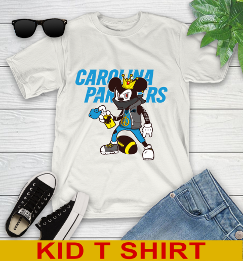 Carolina Panthers NFL Football Mickey Peace Sign Sports Youth T-Shirt
