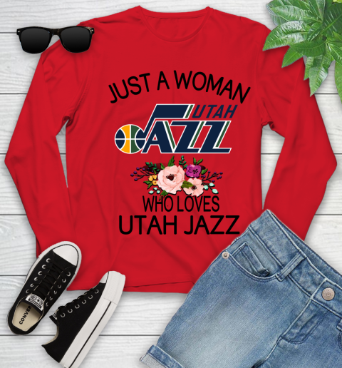 NBA Just A Woman Who Loves Utah Jazz Basketball Sports Youth Long Sleeve 8