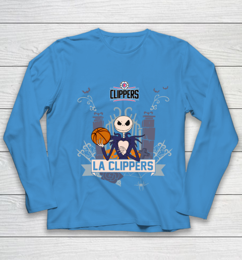 NBA LA Clippers Basketball Jack Skellington Halloween Youth Long Sleeve 5