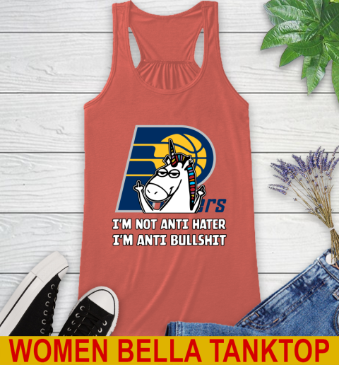 Indiana Pacers NBA Basketball Unicorn I'm Not Anti Hater I'm Anti Bullshit Racerback Tank 4