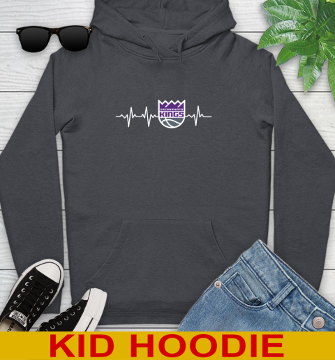 Sacramento Kings NBA Basketball Heart Beat Shirt Youth Hoodie 9