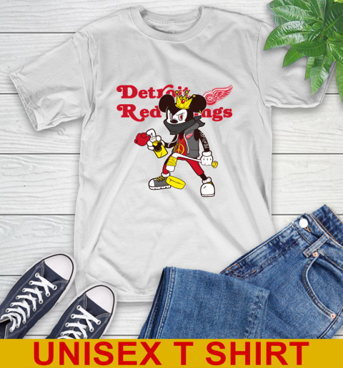 Detroit Red Wings NHL Hockey Mickey Peace Sign Sports T-Shirt