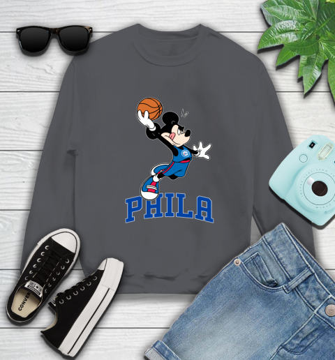 NBA Basketball Philadelphia 76ers Cheerful Mickey Mouse Shirt Sweatshirt 6