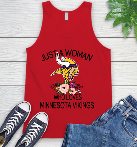 NFL Just A Woman Who Loves Minnesota Vikings Football Sports Tank Top 4