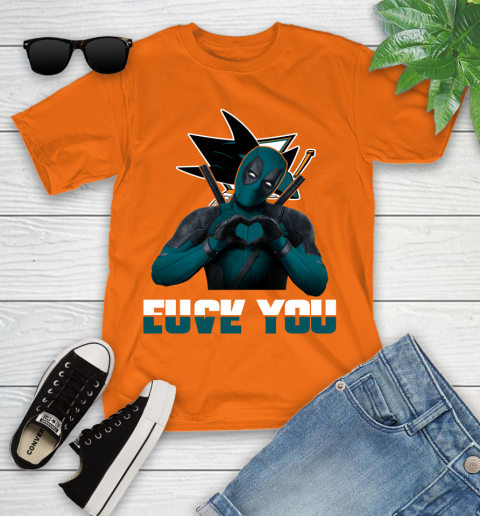 NHL San Jose Sharks Deadpool Love You Fuck You Hockey Sports Youth T-Shirt 9
