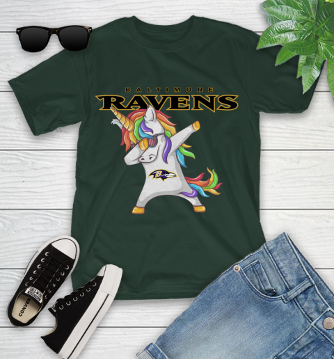 Baltimore Ravens NFL Football Funny Unicorn Dabbing Sports Youth T-Shirt 5