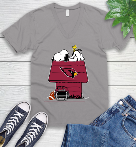 Arizona Cardinals NFL Football Snoopy Woodstock The Peanuts Movie V-Neck T-Shirt 4