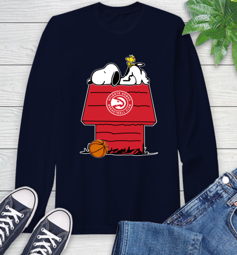 Atlanta Hawks NBA Basketball Snoopy Woodstock The Peanuts Movie Long Sleeve T-Shirt 4