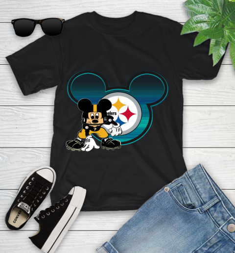 NFL Pittsburgh Steelers Mickey Mouse Disney Football T Shirt Youth T-Shirt 2
