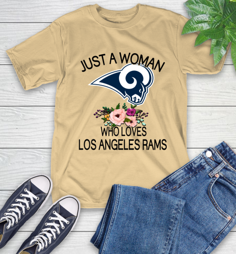NFL Just A Woman Who Loves Los Angeles Rams Football Sports T-Shirt 6