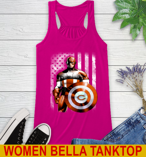 Chicago Bears NFL Football Captain America Marvel Avengers American Flag Shirt Racerback Tank 6