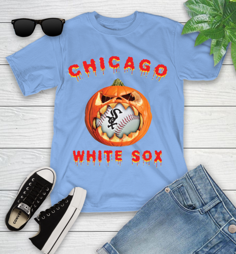 MLB Chicago White Sox Halloween Pumpkin Baseball Sports Youth T-Shirt 11