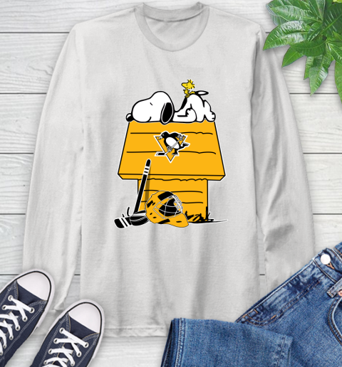 Pittsburgh Penguins NHL Hockey Snoopy Woodstock The Peanuts Movie Long Sleeve T-Shirt