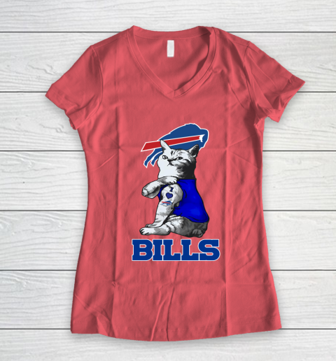 NFL Football My Cat Loves Buffalo Bills Women's V-Neck T-Shirt 4