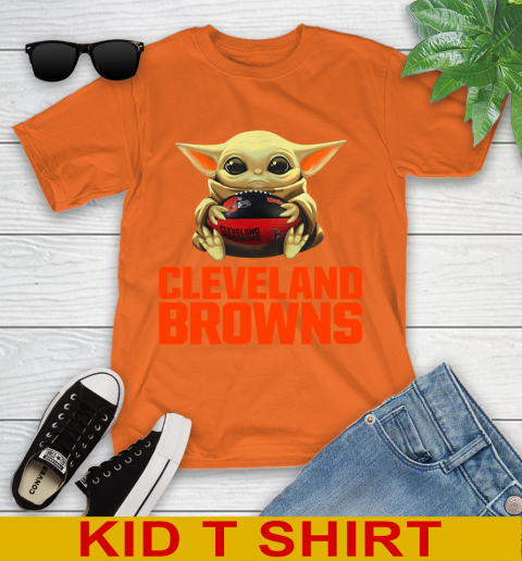 NFL Football Cleveland Browns Baby Yoda Star Wars Shirt Youth T-Shirt 7